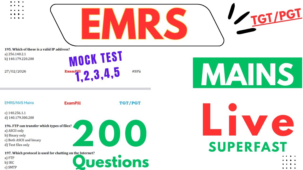 5 MCQ Mocks Live | Top 200 Questions |EMRS Mains Live Practice |EMRS Mains Preparation |