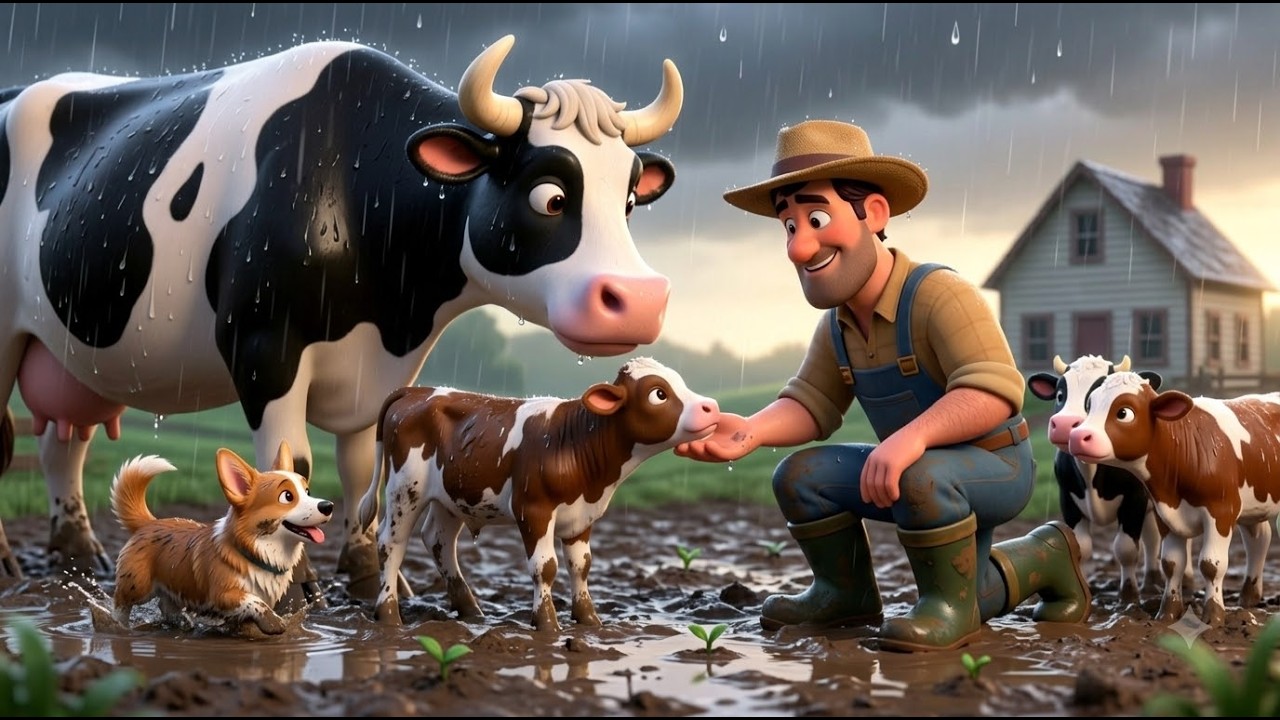 Old MacDonald Rainy Day Rescue! Farm Animals Song 🌧️