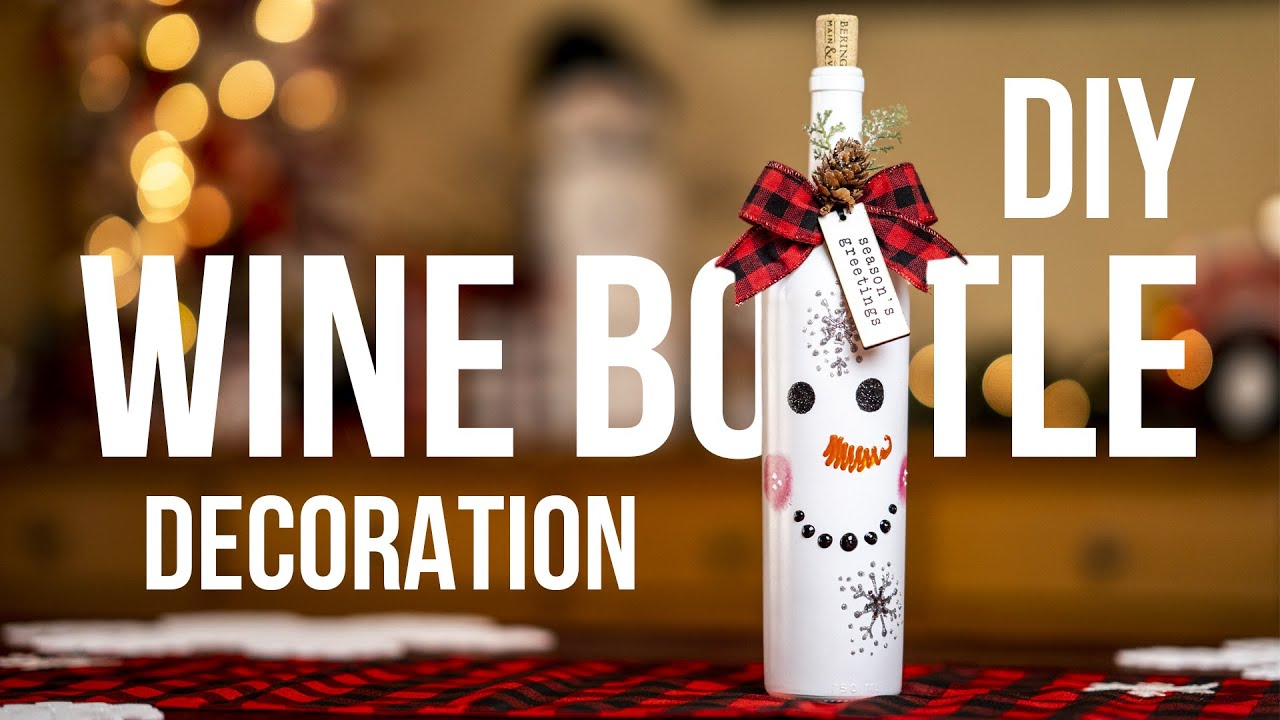 DIY Snowman Wine Bottle Decoration