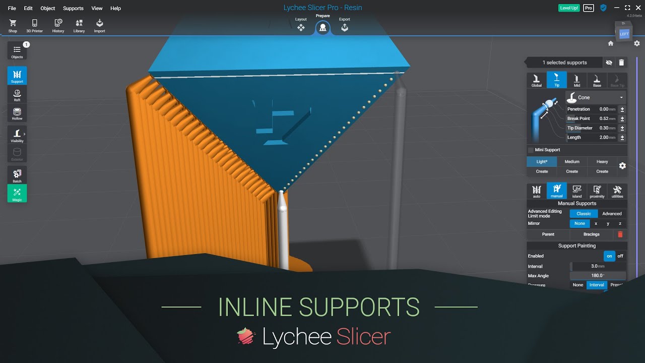 Инструмент встроенных поддержек в Lychee Slicer: обзор