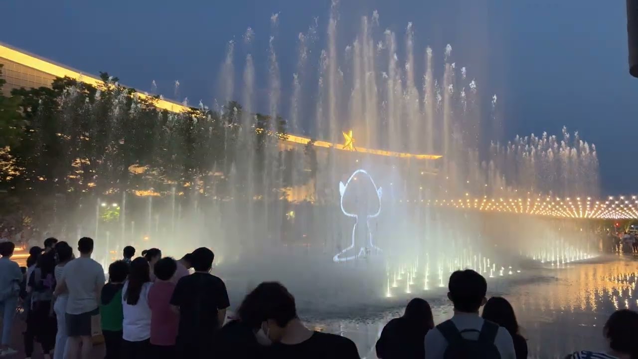 대전 한빛탑 물빛 광장 음악 분수 보세요 아이들과 여름밤 소풍 가기 좋은곳 입니다 대전 가볼만한곳 대전 여행 Walking Tour Daejeon KOREA 4K [HDR]