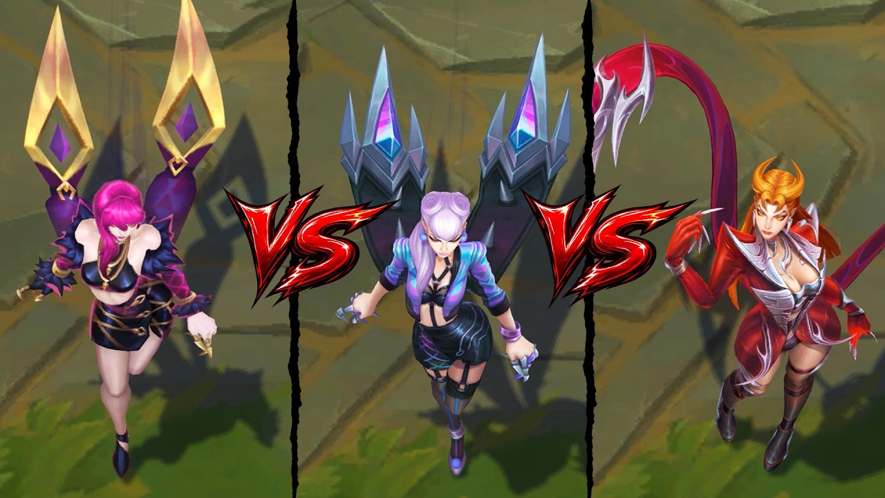 KDA FIRESTARTER Evelynn vs KDA Evelynn vs KDA ALL OUT Evelynn Skins Comparison (League of Legends)