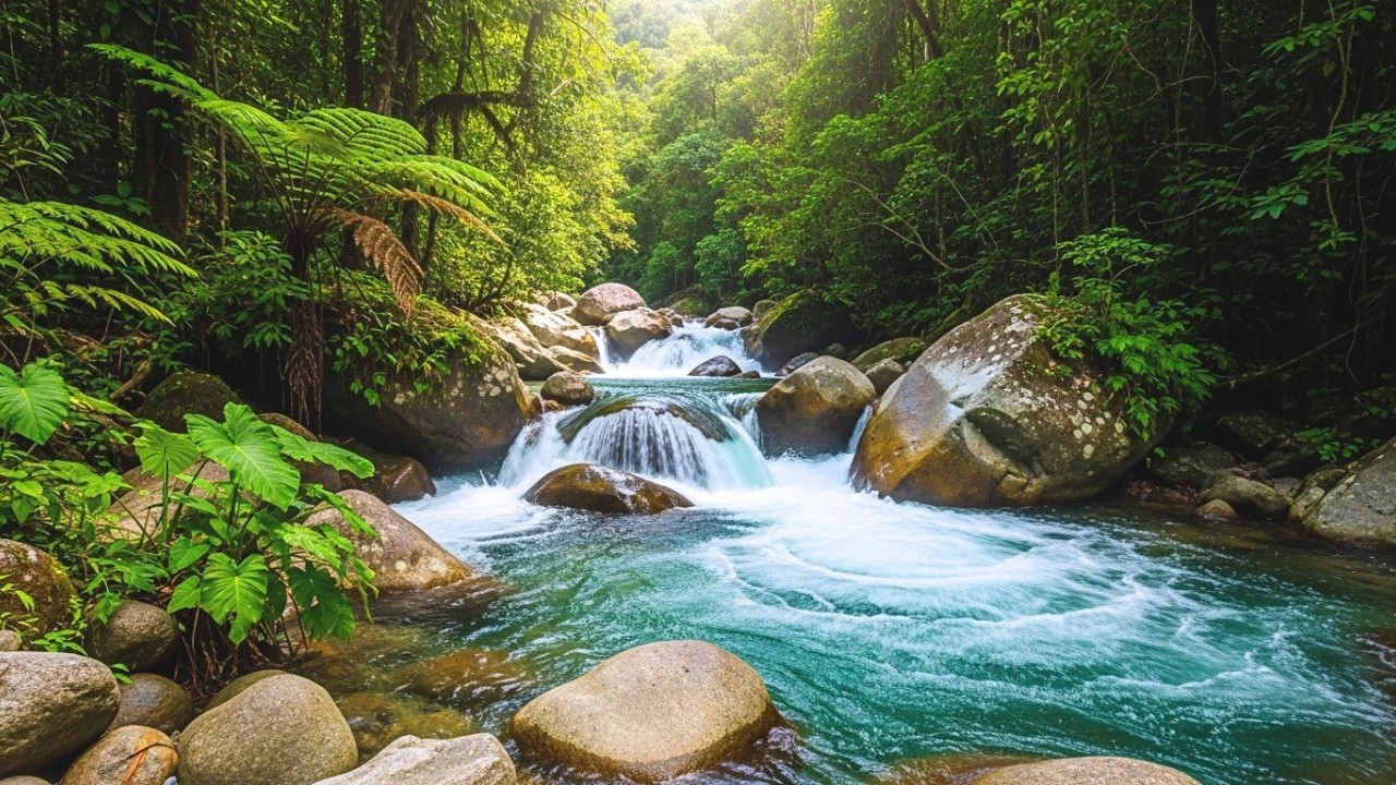 Crystal Clear River Flowing Through Forest 🌲 Relaxing Water Sounds for Deep Sleep & Healing