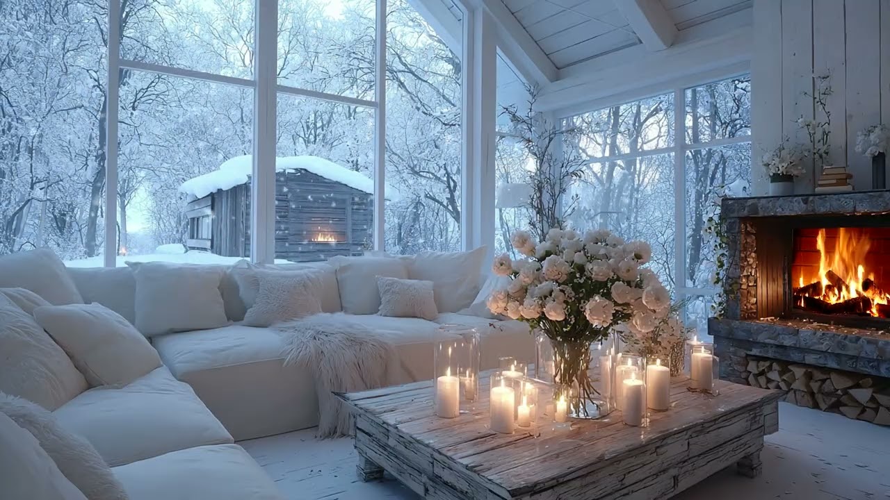🌨️🎶 Snowy Winter Piano Ambience | Cozy Room with Falling Snow for Deep Relaxation and Study