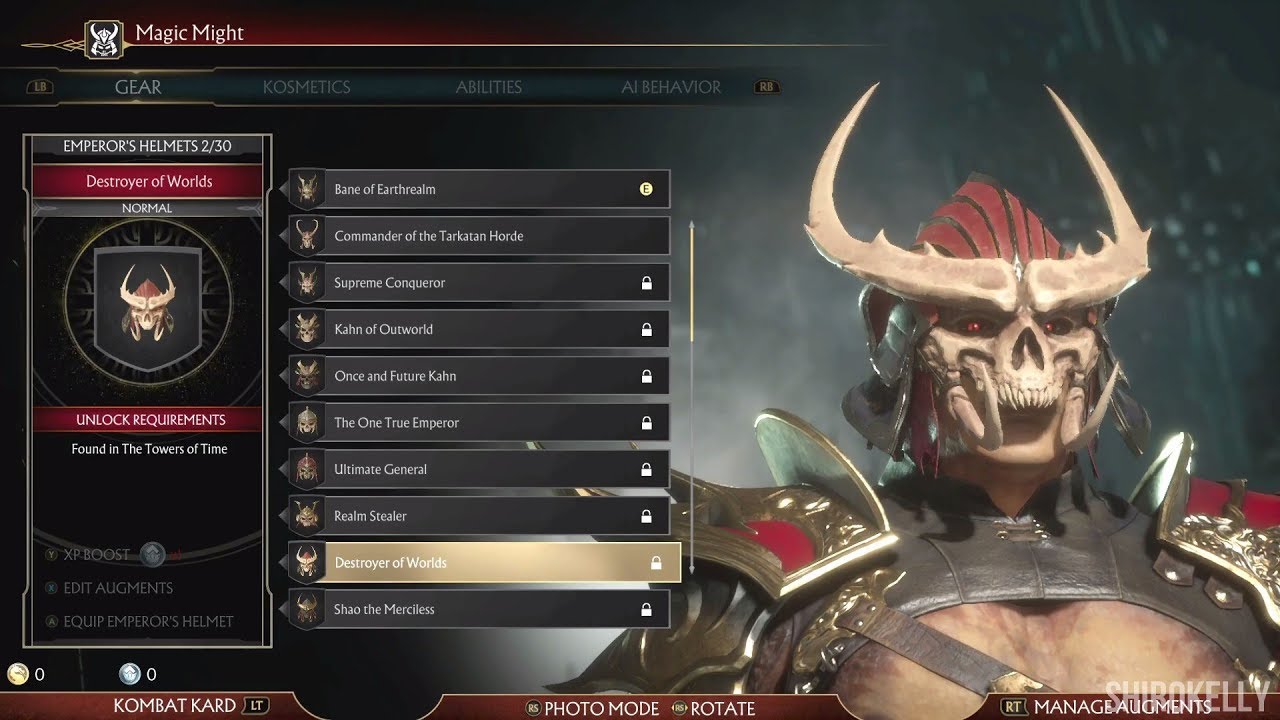 Mortal Kombat 11 : Shao Kahn Character Customization / All Outfits & Gear