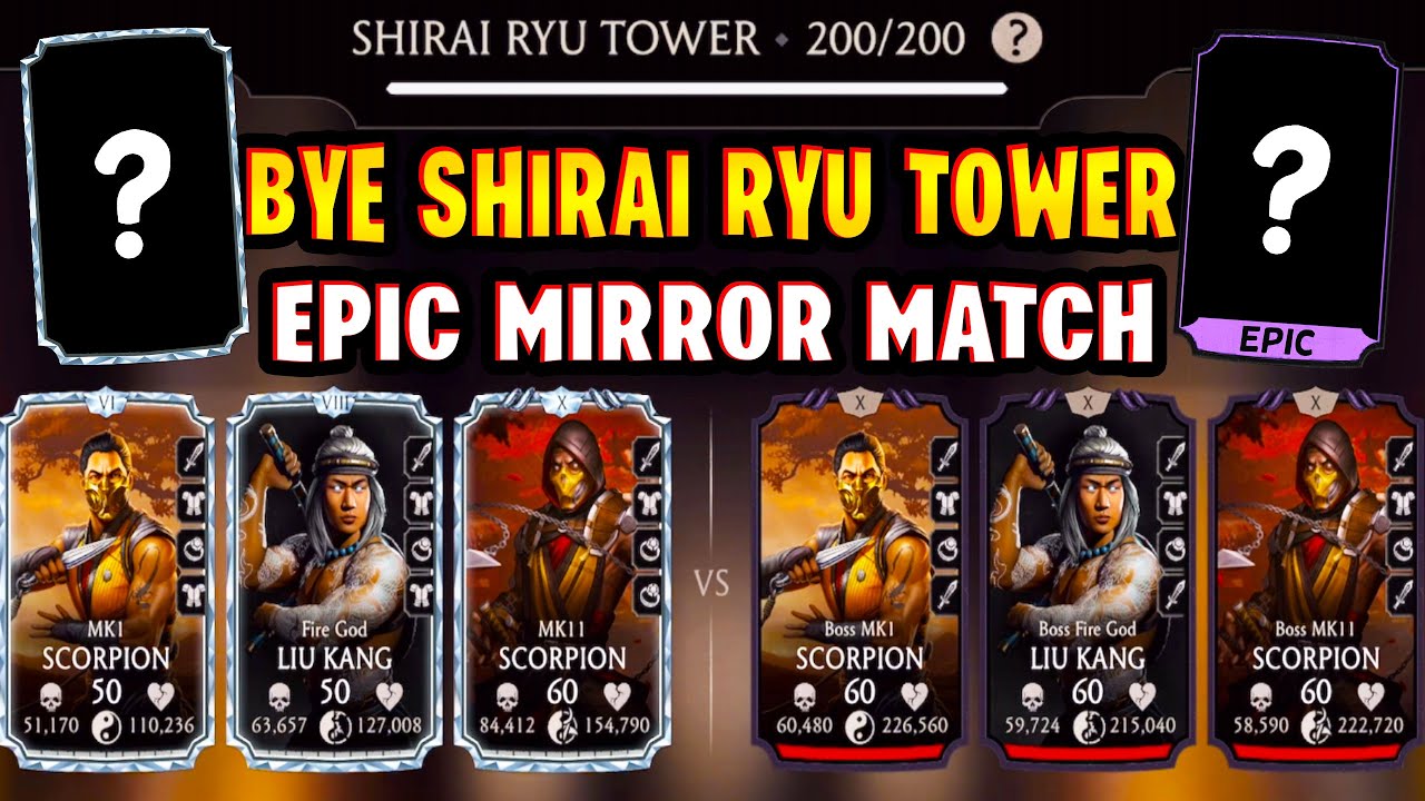 MK Mobile. Fatal Shirai Ryu 200 EPIC Mirror Match! Bye Bye SRT Tower...