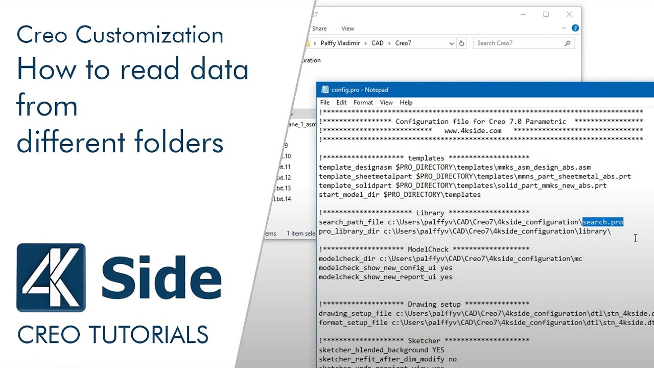 Creo Customization: How to read data from different folders