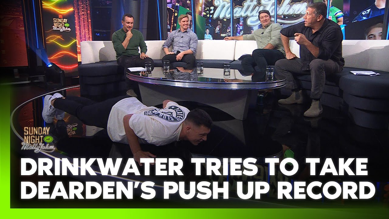 Push up challenge! Tom Dearden & Scott Drinkwater join Sunday Night with Matty Johns 💪 | Fox League