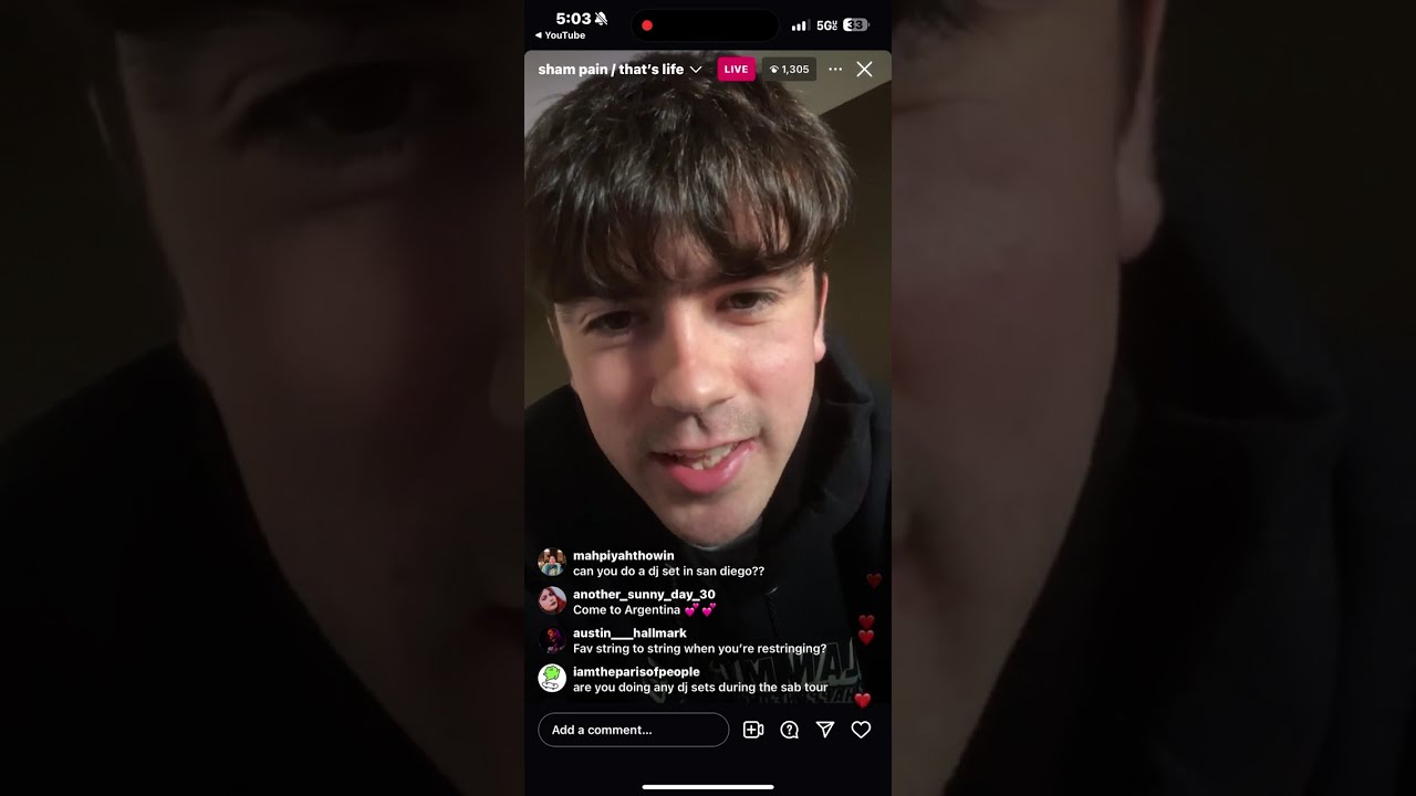 Instagram live Wednesday October 23rd 2024 Declan McKenna