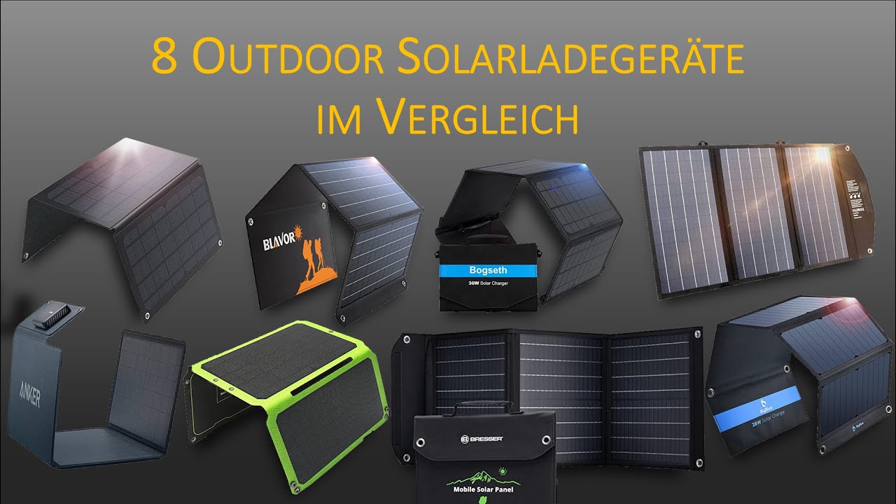 8 x Faltbares Solarpanel / Outdoor Solarladegeräte im Vergleich