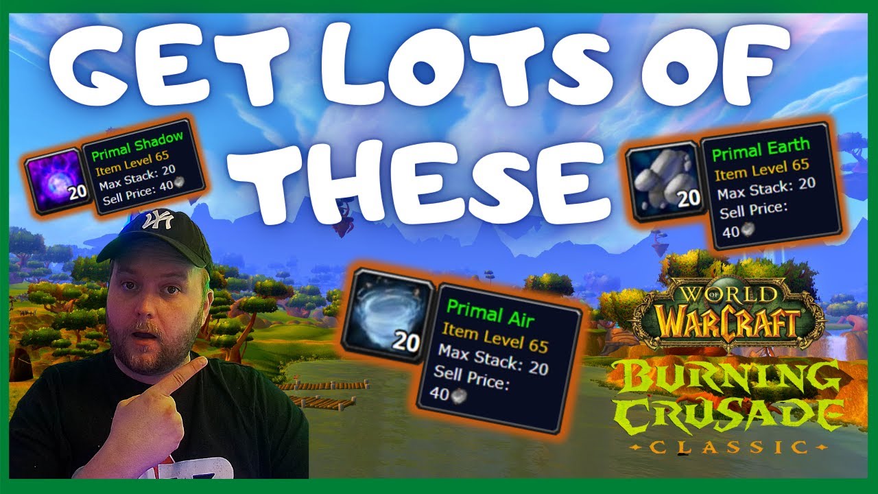 A TBC Classic Guide to farming Primal Air, Primal Shadow, Earth and more in Nagrand!