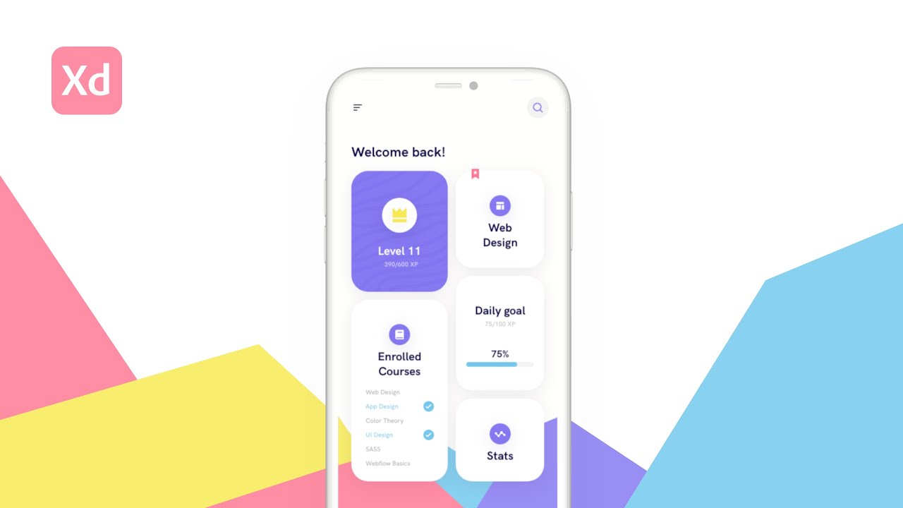 COLORFUL APP DASHBOARD DESIGN - Adobe XD Tutorial