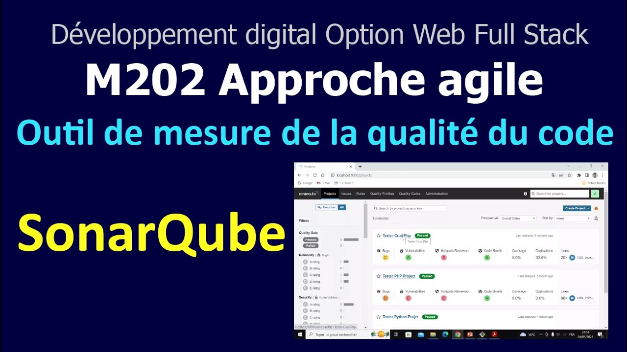 Approche agile V10 - SonarQube : Outil de mesure de la qualité du code - Installation et TP