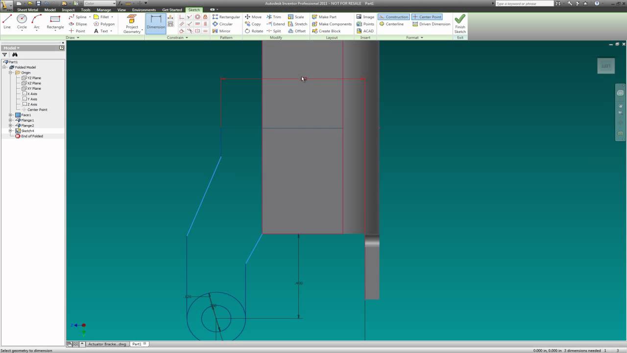 Inventor 2011 - Sheet Metal - Actuator Bracket Part 1