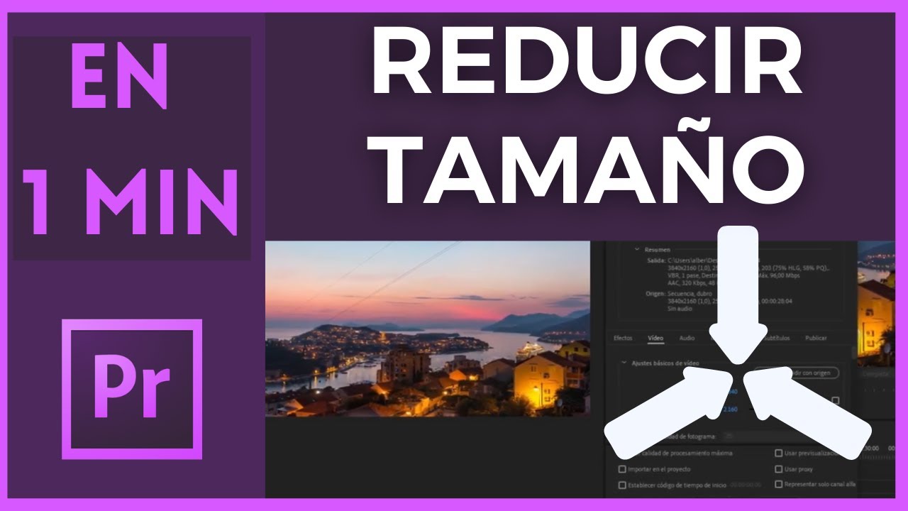 ▶️ ◀️ Reducir Tama&ntilde;o de Video Sin Perder Calidad Adobe Premiere Tutorial | En 1 Minuto