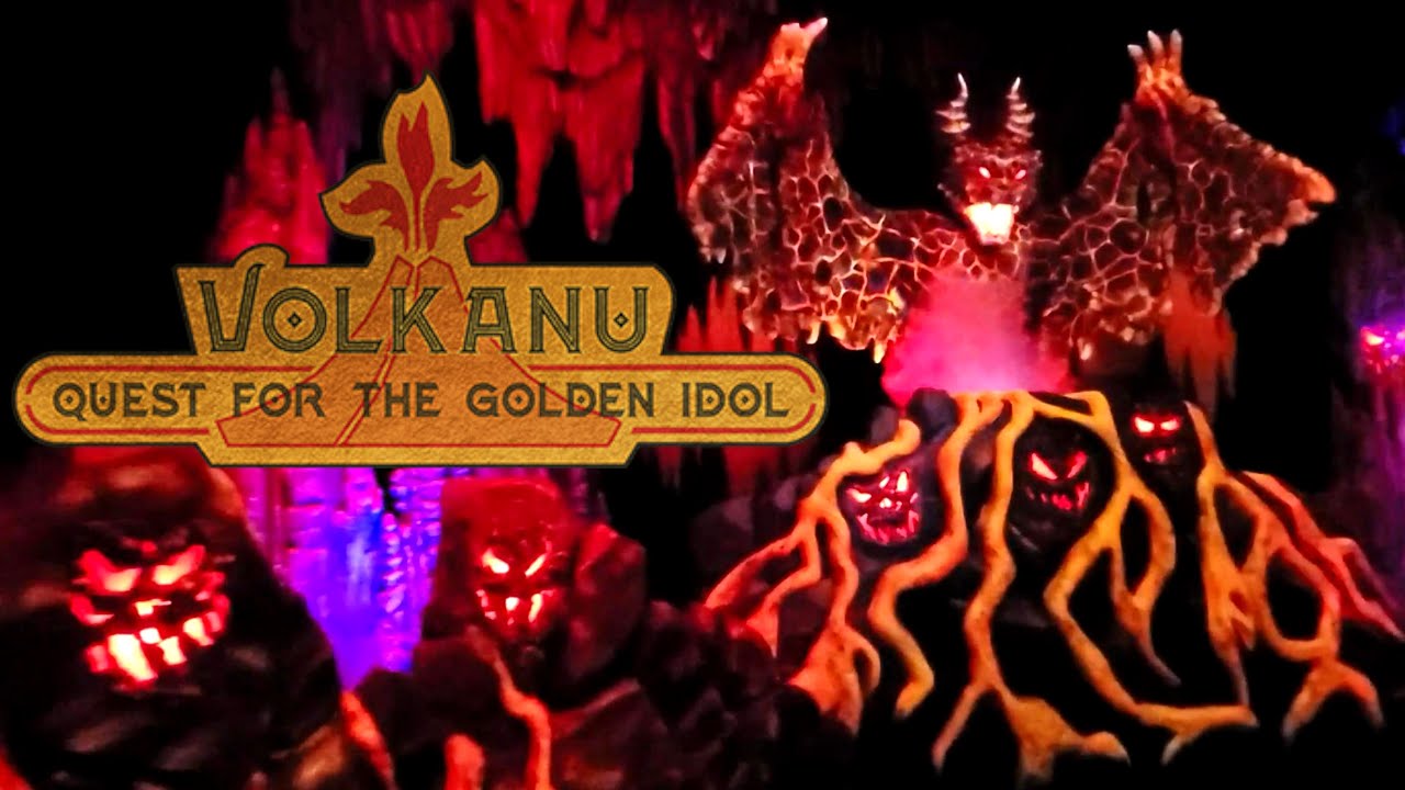 Volkanu Quest For The Golden Idol Ride at Lost Island Theme Park (Full Experience Preshow & POV)