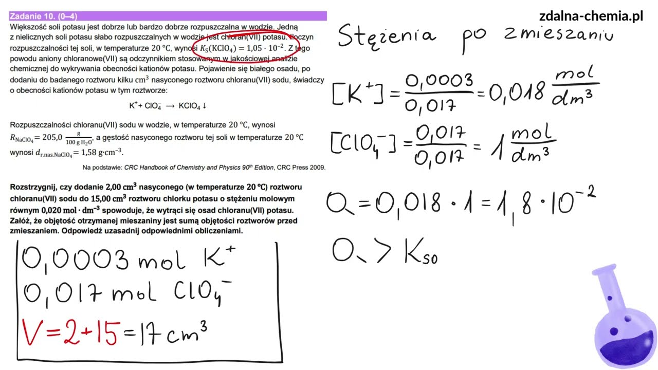 Zbiór Zadań Problemowych CKE - Zadanie 10 - Iloczyn Rozpuszczalności