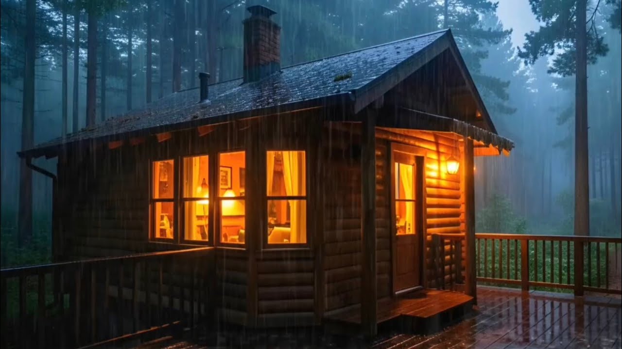 Pure Rain in a Cozy Forest Cabin 🌧️ No Thunder • Deep Sleep & Relaxation (1 Hour)