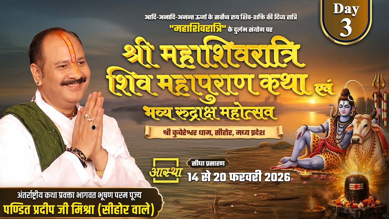 Day-03 | श्री महाशिवरात्रि शिव महापुराण कथा | पूज्य पंडित प्रदीप जी मिश्रा | सीहोर, मध्य प्रदेश#live