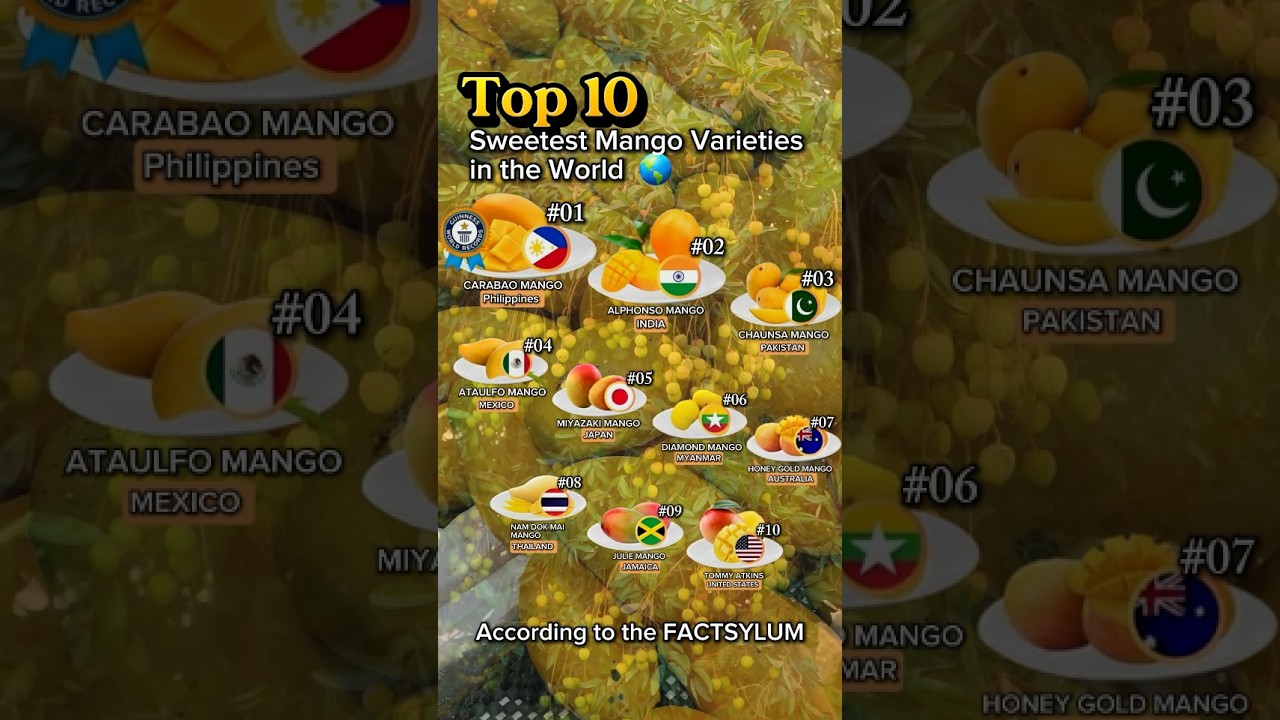 Top 10 Sweetest Mango 🥭 Varieties in the World 🌎 😋......