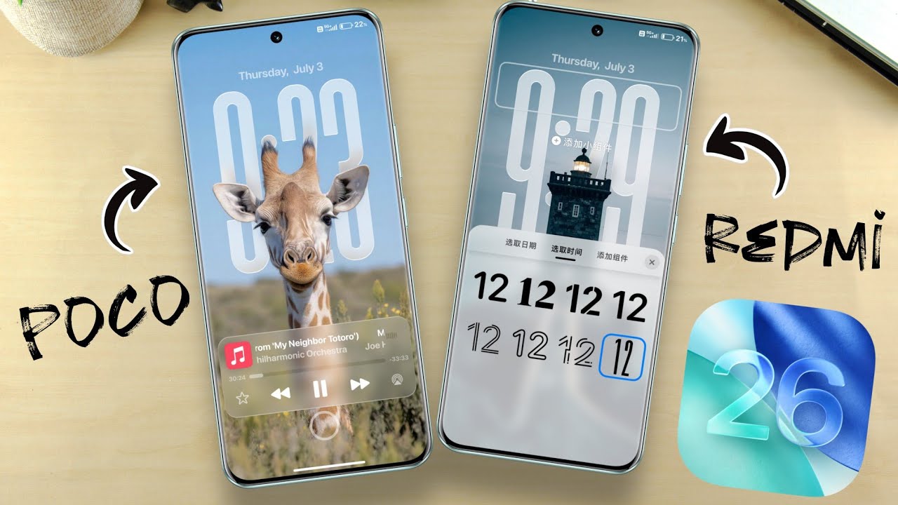 Получите экран блокировки iOS 26 на любом телефоне POCO/Redmi [с эффектом параллакса/пространстве...