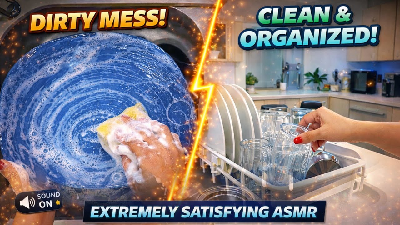 EXTREMELY SATISFYING DISH WASHING ASMR | Dirty Dishes to Perfectly Clean & Organized