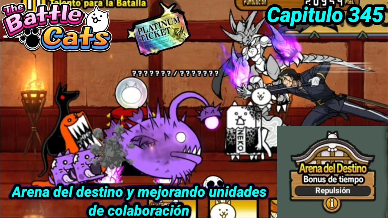 Arena del destino Y mejorando unidades de Street fighter | Rango 20,000? | The battle Cats Cap 345