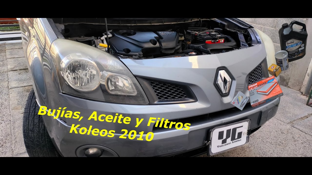 Cambio de aceite, bujías y filtros Renault Koleos 2010.