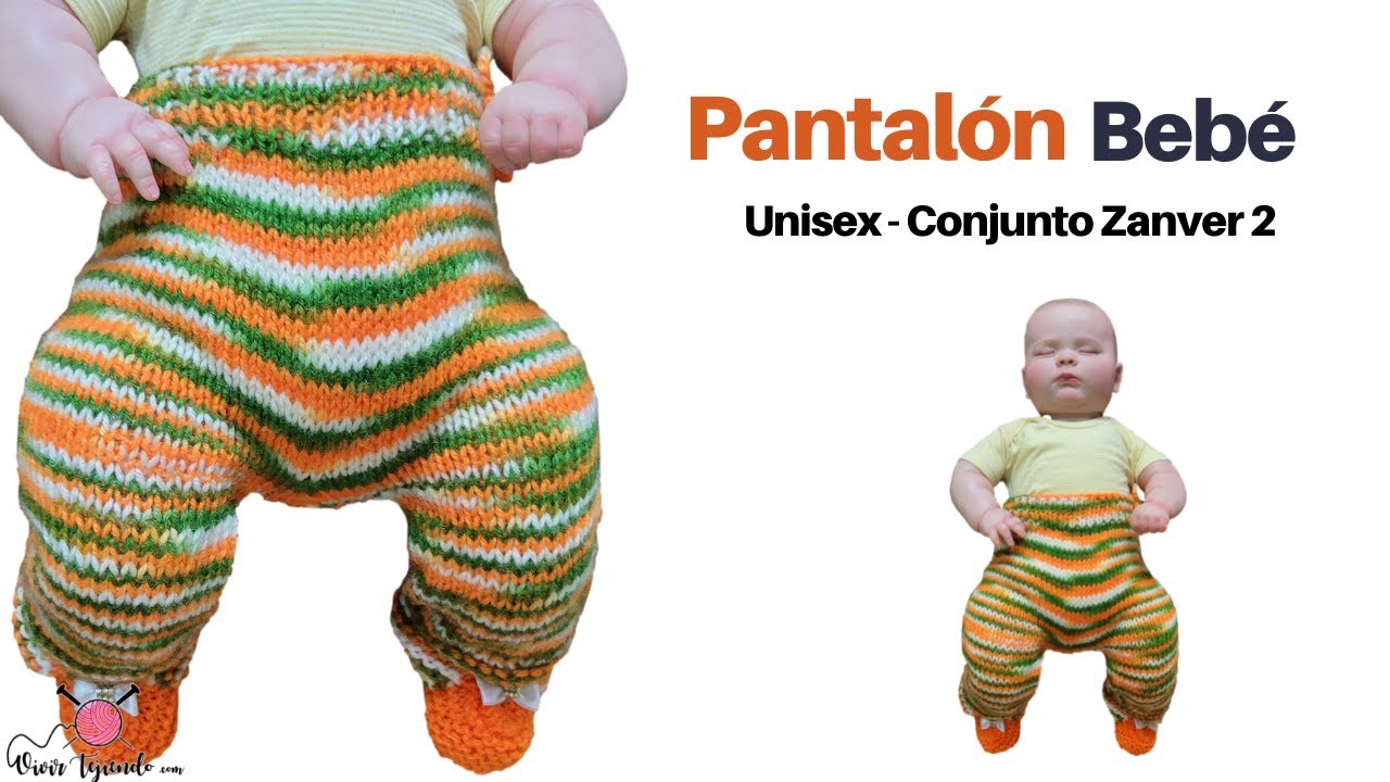 Pantalón Bebe Unisex a Dos Agujas – 6 a 9 Meses | Vivirtejiendo