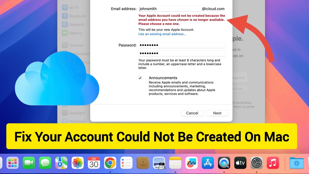 How to Fix Your Account Could Not Be Created on Mac | Apple ID Not Creating On Mac