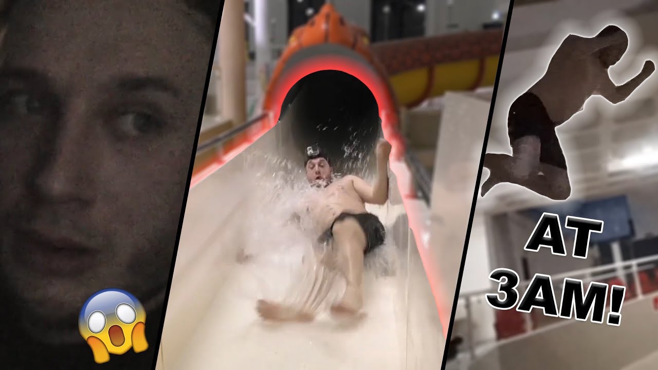 INSANE OVERNIGHT IN A WATERPARK  *CAN'T BELIEVE WE GOT AWAY WITH THIS WATER SLIDES AT 3AM*