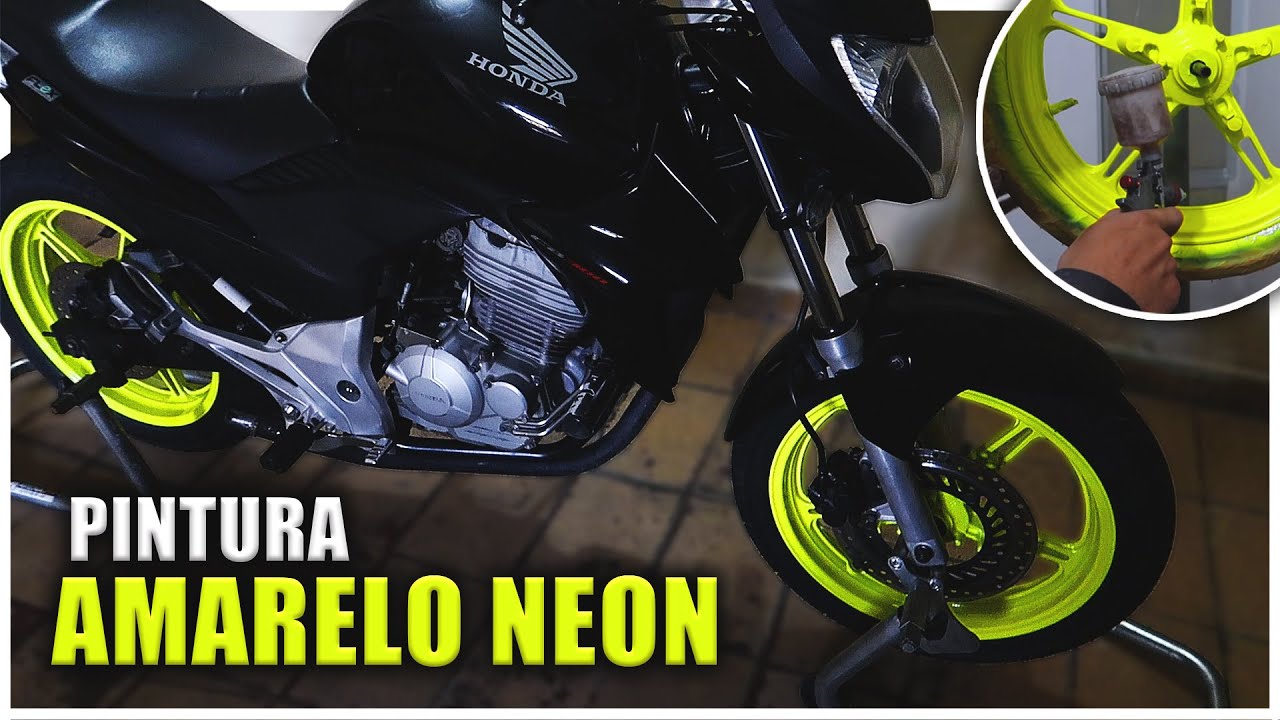 PINTURA AMARELO NEON NAS RODAS DA CB 300