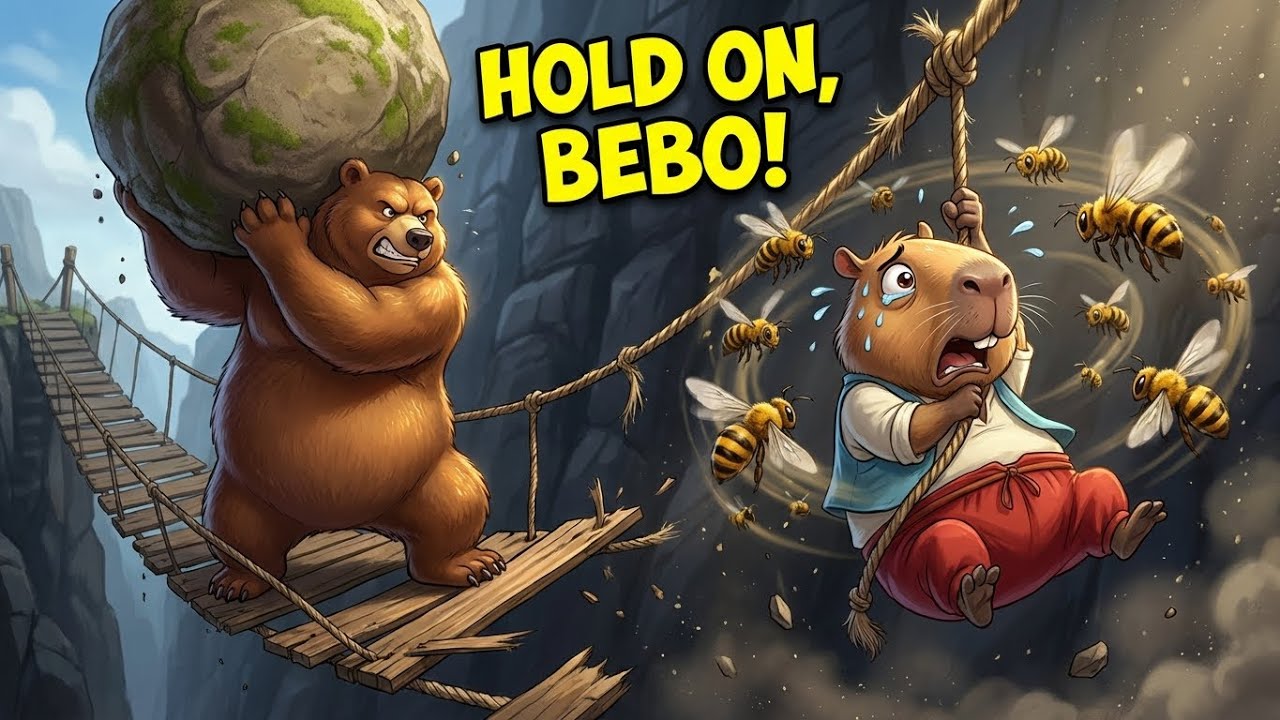 The bear rescues Bebo Capybara from a swarm of giant bees. cartoon for kids - Episode 5 .