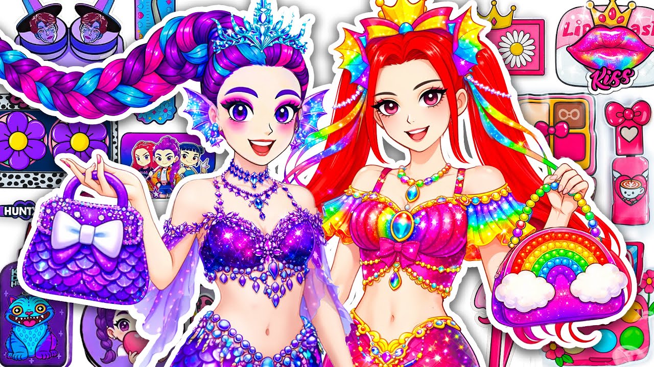 Paper DIY💖Unboxing Kpop Demon Hunters Rumi Mira Skincare + Makeup + Colorful Fashion Blind Bag |Tana