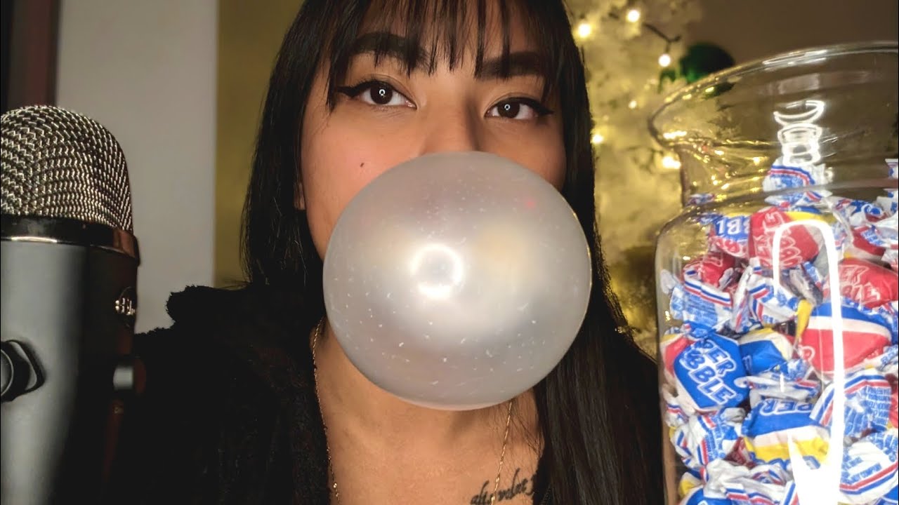 ASMR Super Bubble Gum Chewing Blowing Bubbles Sounds For Sleep And Relaxation