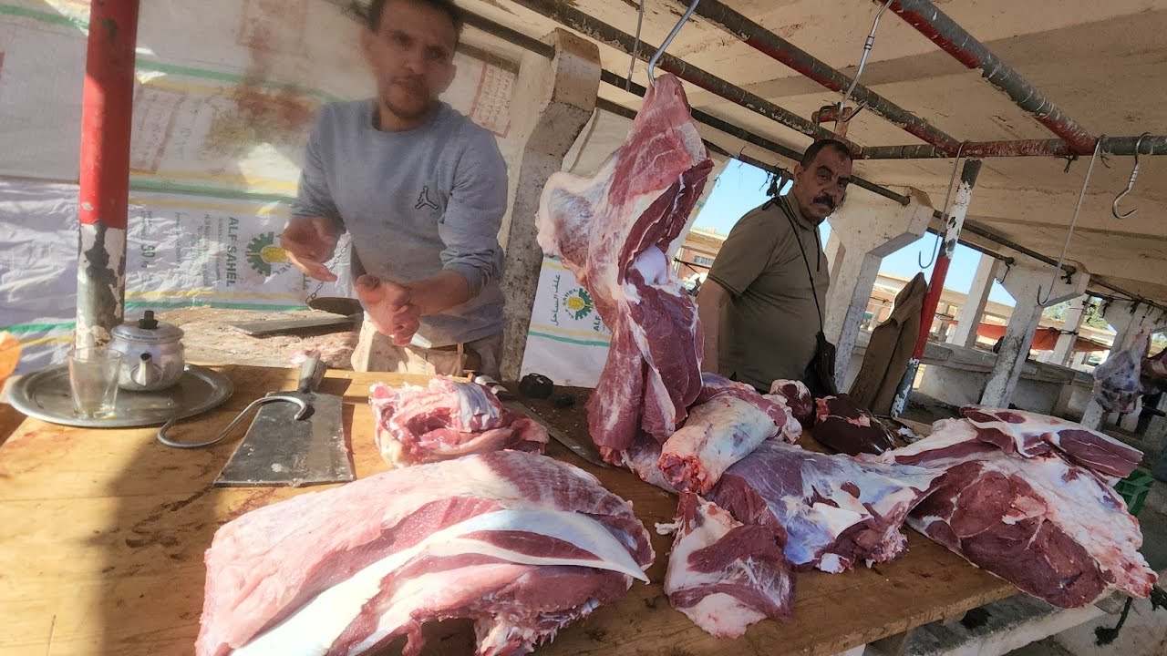 🇲🇦🔥خيرات موجودة في سوق الاسبوعي الاثنين ابن احمد نقدم لكم أتمنة اللحوم حمراء تاريخ تصوير 15/4/2024