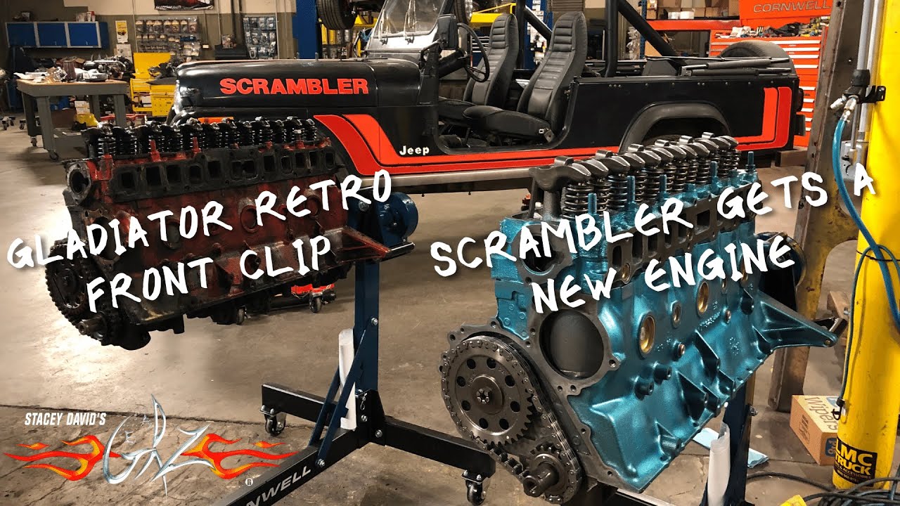 Retro Gladiator Front Clip Install & Jeep Scrambler Gets a New Engine - Stacey David's Gearz S14 E2