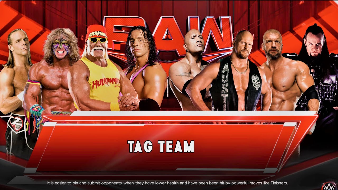 WWE 2K23: Stone Cold The Rock Triple H Undertaker vs HBK Bret Hart Ultimate Warrior Hulk Hogan