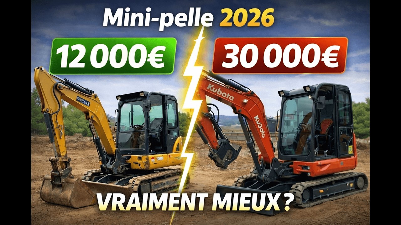 Mini pelle Chinoise &agrave; 12 000&euro; VS Kubota &agrave; 30 000&euro;