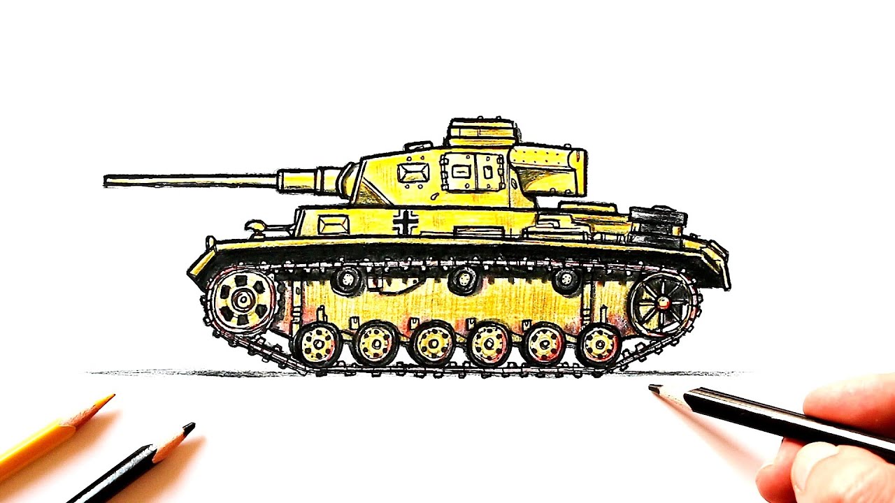 Как нарисовать Танк Панцер | Pz.Kpfw. III