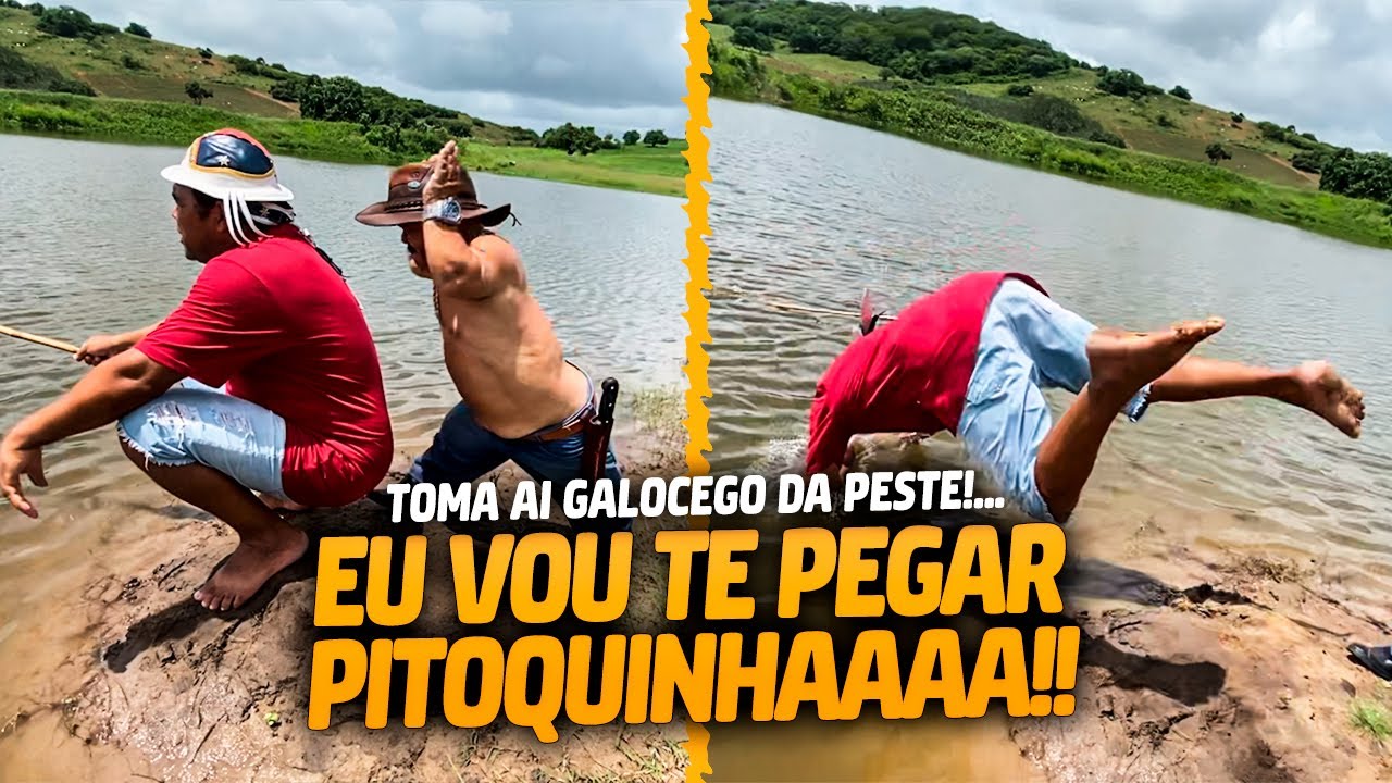 PILILIU DERRUBA O GALO DENTRO DO AÇUDE E ELE PEGA AR 😂 | GALO CEGO