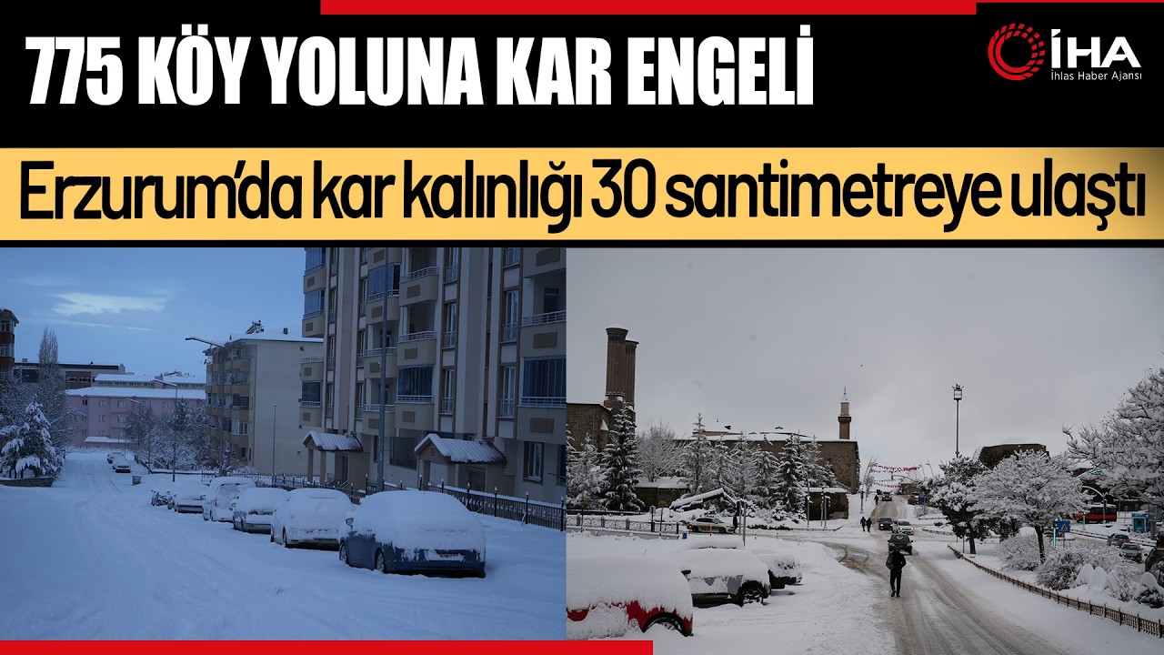 Erzurum yine beyaza büründü 775 köy yolu ulaşıma kapandı