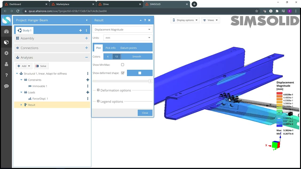 SimSolid Cloud — линейный структурный анализ