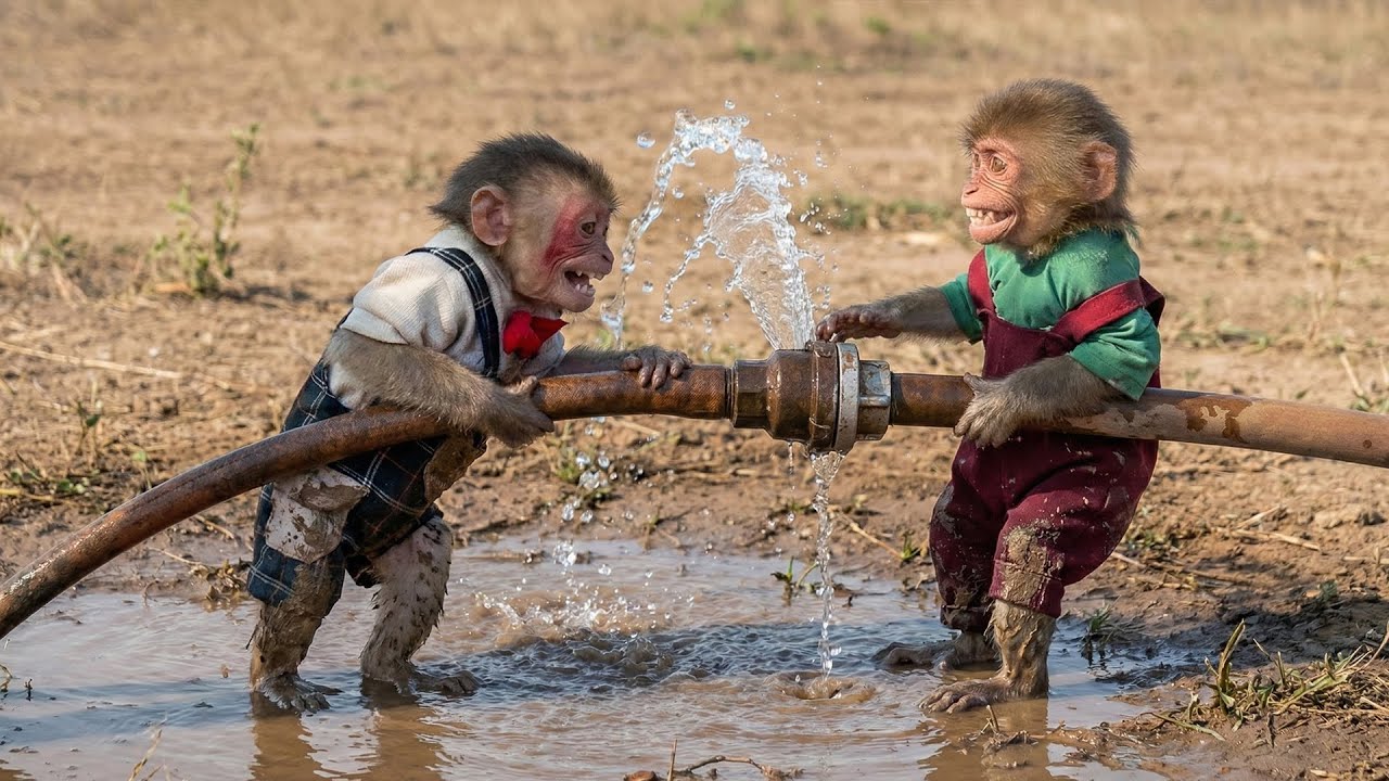 Moon and Bon Try to Fix the Broken Pipe and Run to Dad for Help