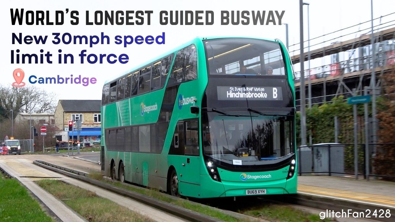 Buses on the Cambridgeshire Guided Busway, England 2026