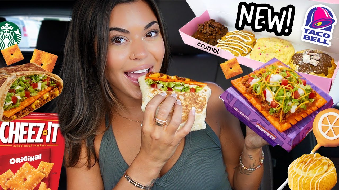 Едим НОВЫЕ блюда из меню быстрого питания 24 ЧАСА!.. (Taco Bell Cheez-IT Crunchwrap!)