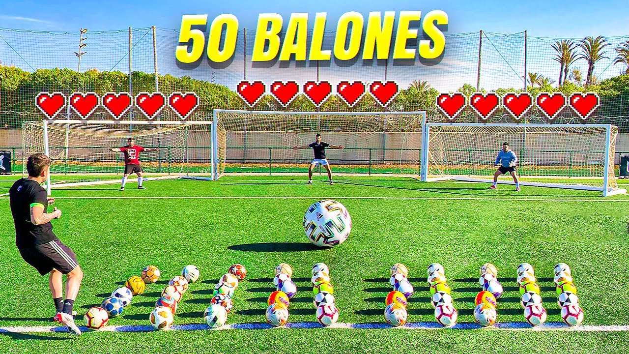 ⚽ 50 BALONES ⚽ *3 PORTER&Iacute;AS* 😱 &iexcl;Retos de F&uacute;tbol!