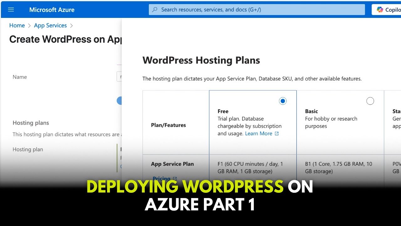 Deploying WordPress on Azure Part 1