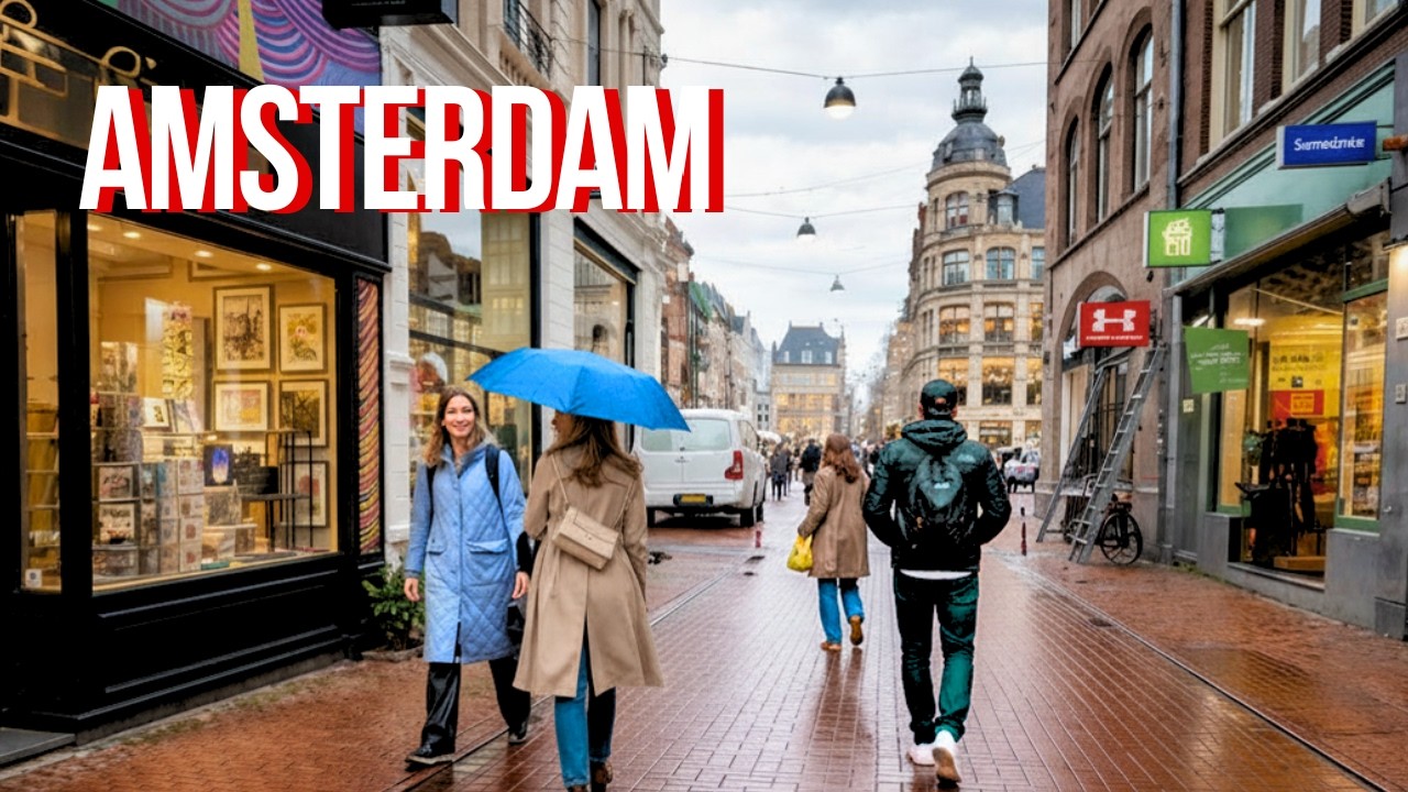Rainy Morning in Amsterdam ☂️ How Is Amsterdam When Cloudy? POV Walk, True 4K