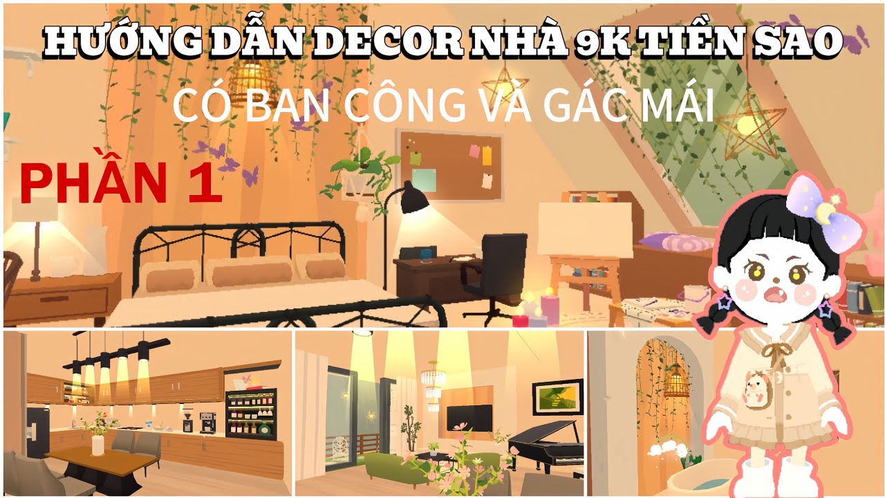 PLAY TOGETHER | Hướng dẫn decor nhà 9k tiền sao có ban công và gác mái 🤎♥️ ( PHẦN 1)